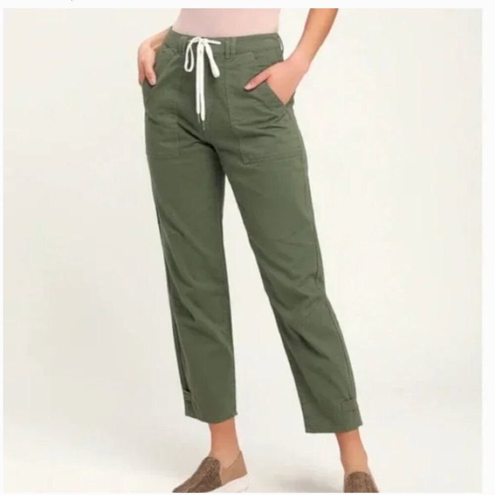 REVOLVE PISTOLA Pamela Drawstring Twill Olive Green Pants Size S